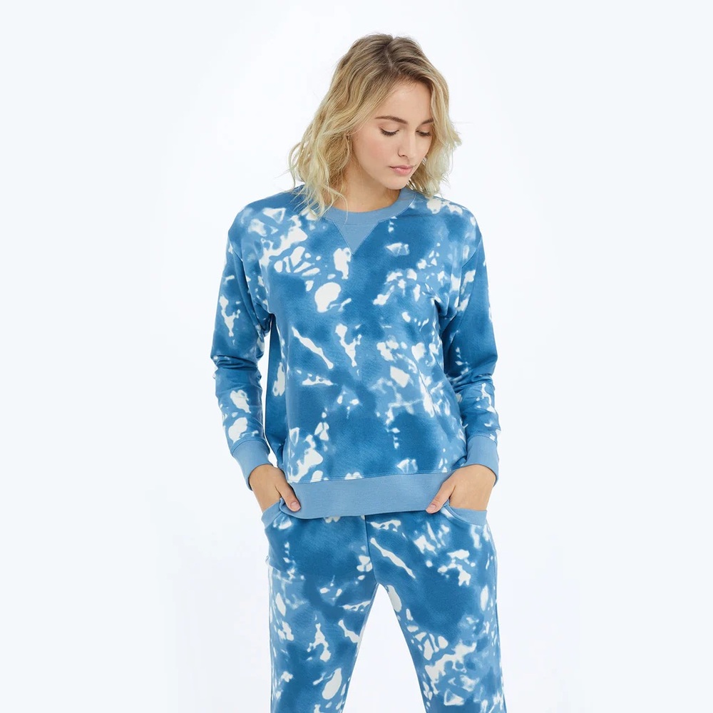 NWT Summersalt The Softest French Terry Relaxed Crew - Blue Horizon Tie Dye